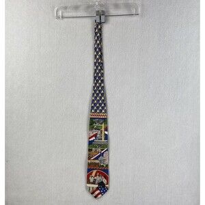 Washington DC VTG Necktie 58" Pure Silk Monuments Design Italy Made SHERRY WOLF